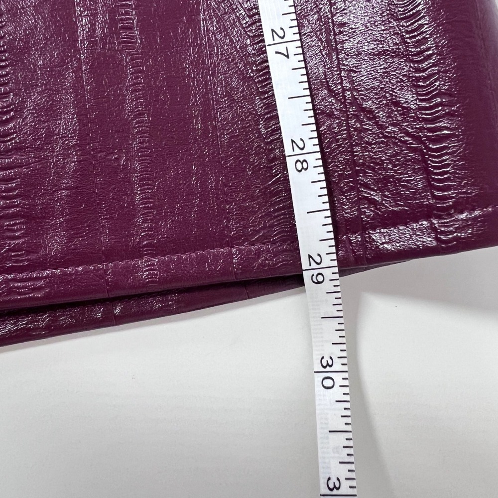 J.Crew Collection Faux Leather Midi Skirt Wine Burgundy Textured Glossy Size 00 - Picture 6 of 8